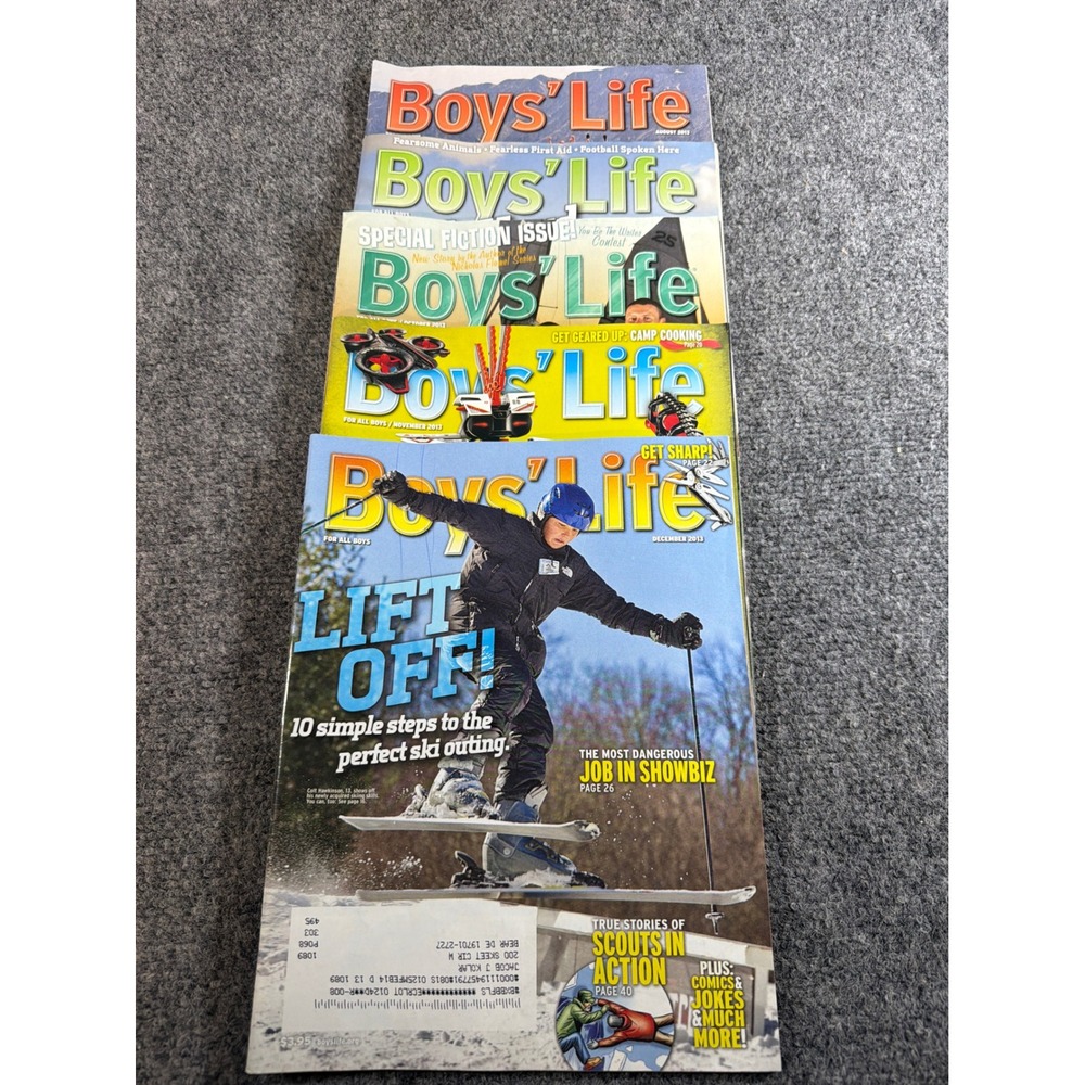 Boys' Life Magazine 2013 Lot of 5 Issues Aug Sept Oct Nov Dec Boy Scouts BSA